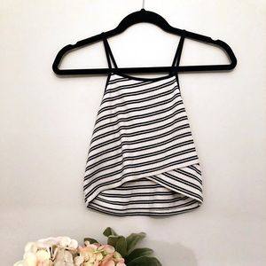 Navy & White Striped Crop Top